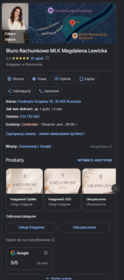 Wzorcowa wizytówka — MLK Magdalena Lewicka